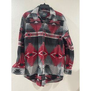 Woolrich men's flannel shirt Aztec Southwest Navajo design size M Gray Red